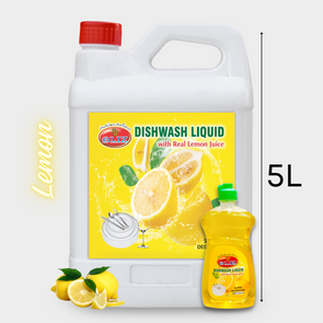 Bliz Dishwash Liquid - 5 Liters With 450ML Refillable Bottle - Cuts Grease and Grime Soft on Hands - Lemon Fragrance